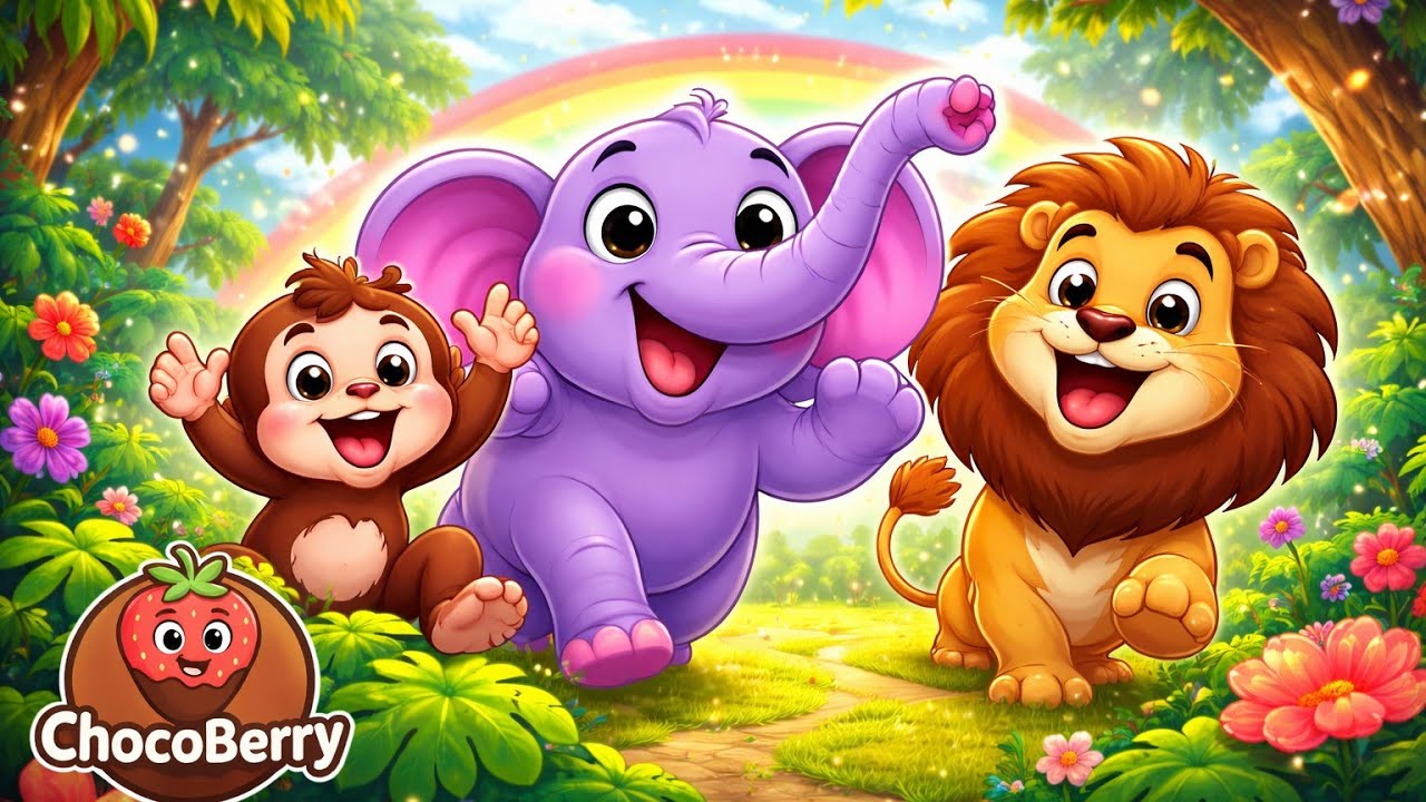 Jungle Animal Dance Song 🐘🦁🐵 | Fun Kids Adventure Song with Rainbow & Friends | ChocoBerry