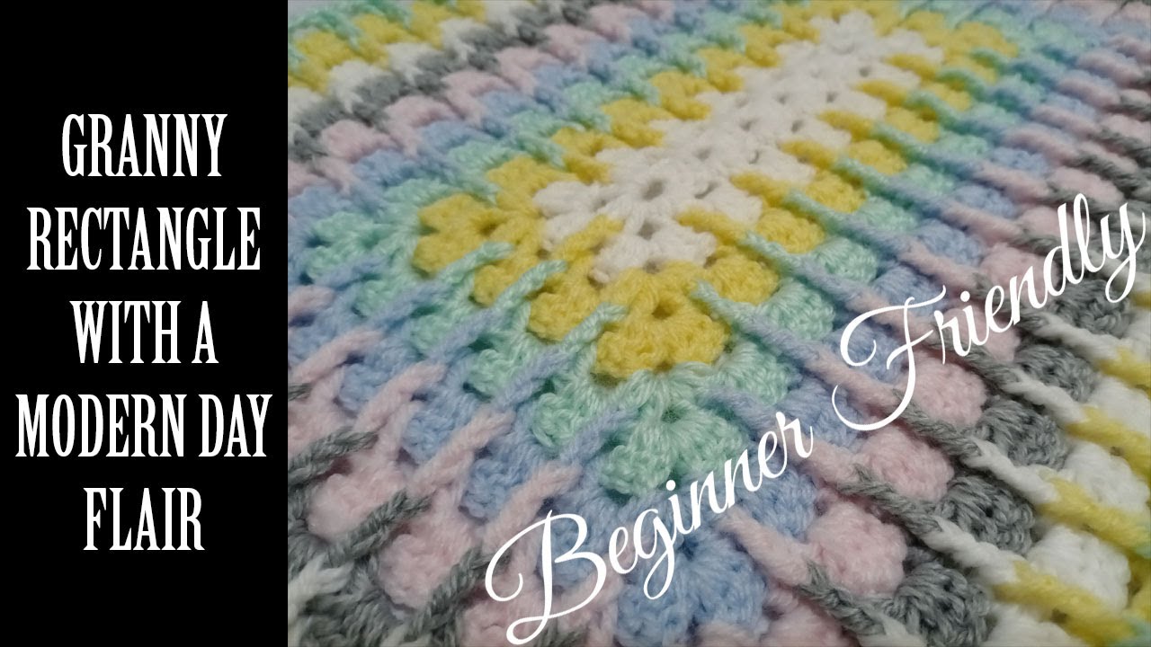 How to Crochet a Granny Rectangle with a Mosaic Flair/ Beginner Friendly Crochet/ Granny Square