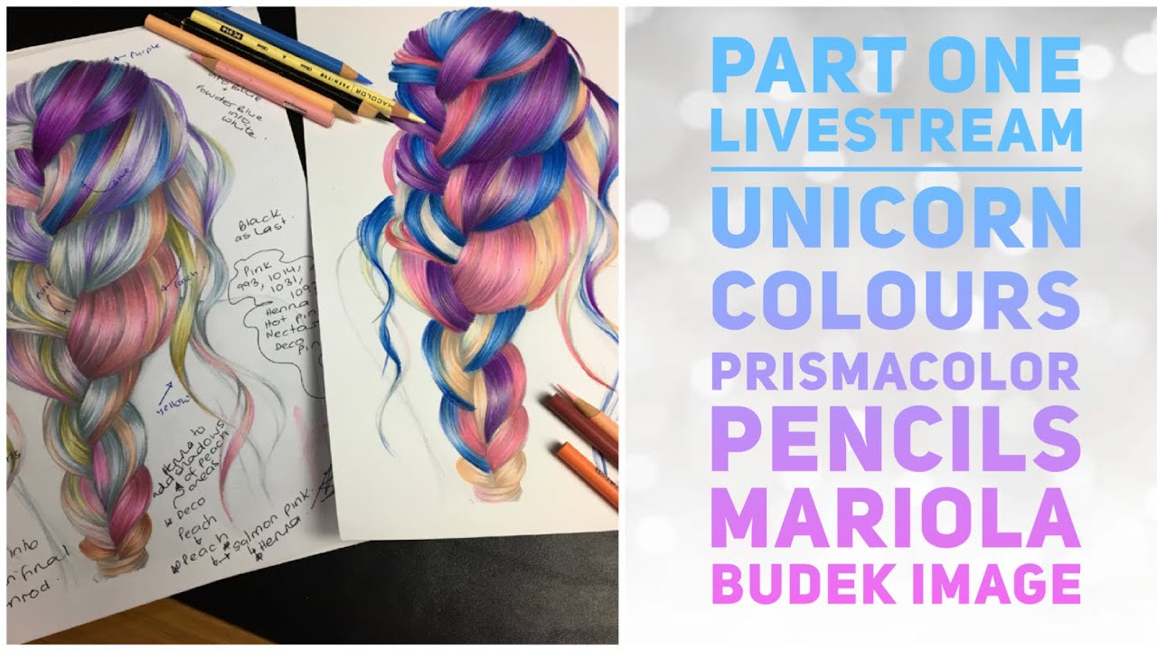PART1 Livestream Hair ep 7/10 Unicorn Coloured hair Using prismacolor pencils & Mariola Budek