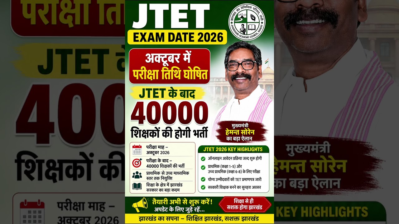 JTET exam date 2026 out | JTET exam date 2026 latest news