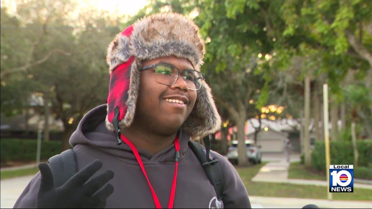 Students bundle up for school amid frigid South Florida weather