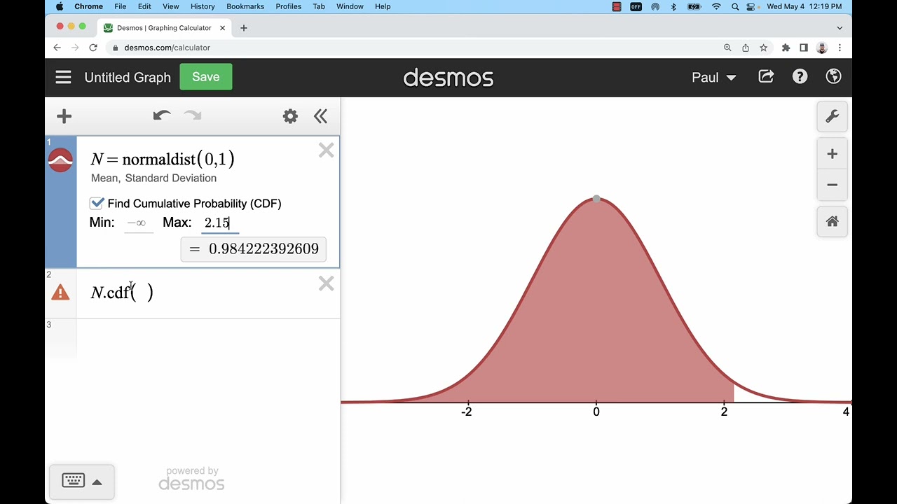 Normal Probability Distributions in Desmos