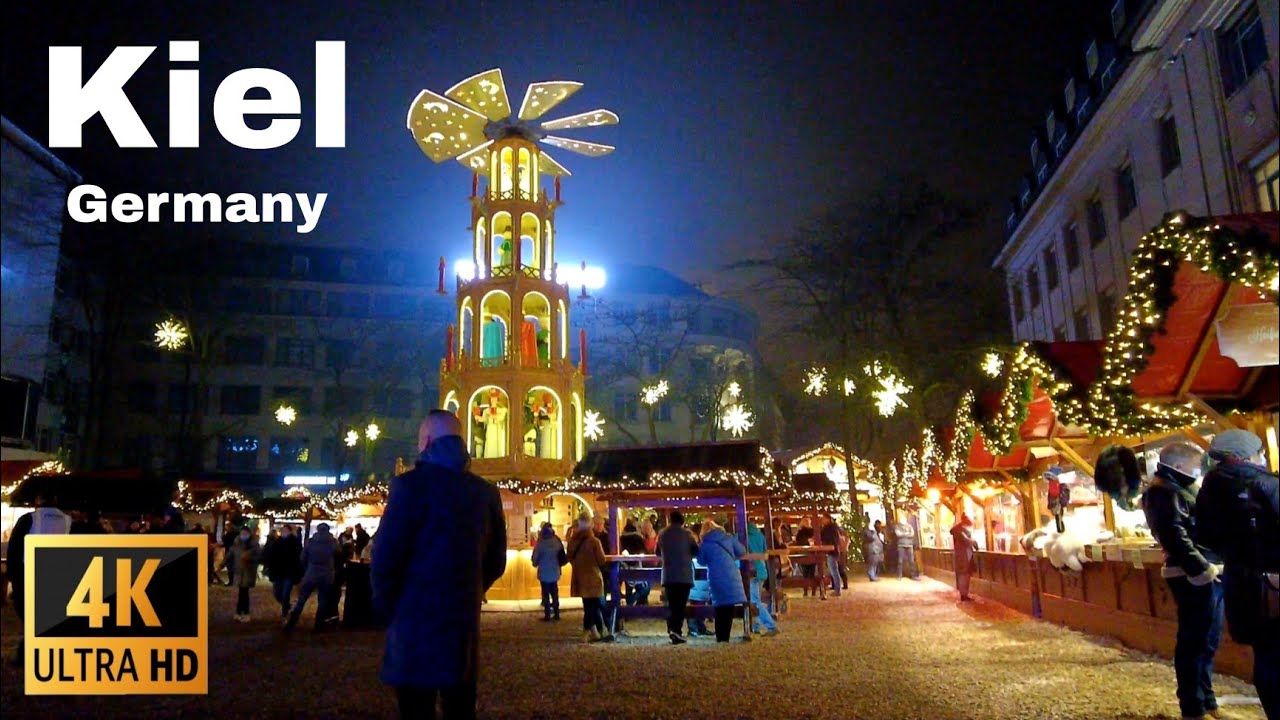 🇩🇪 Kiel Germany🎄Christmas Market Walking Tour in 4K Beautiful Christmas Lights Kiel Weihnachtsmarkt