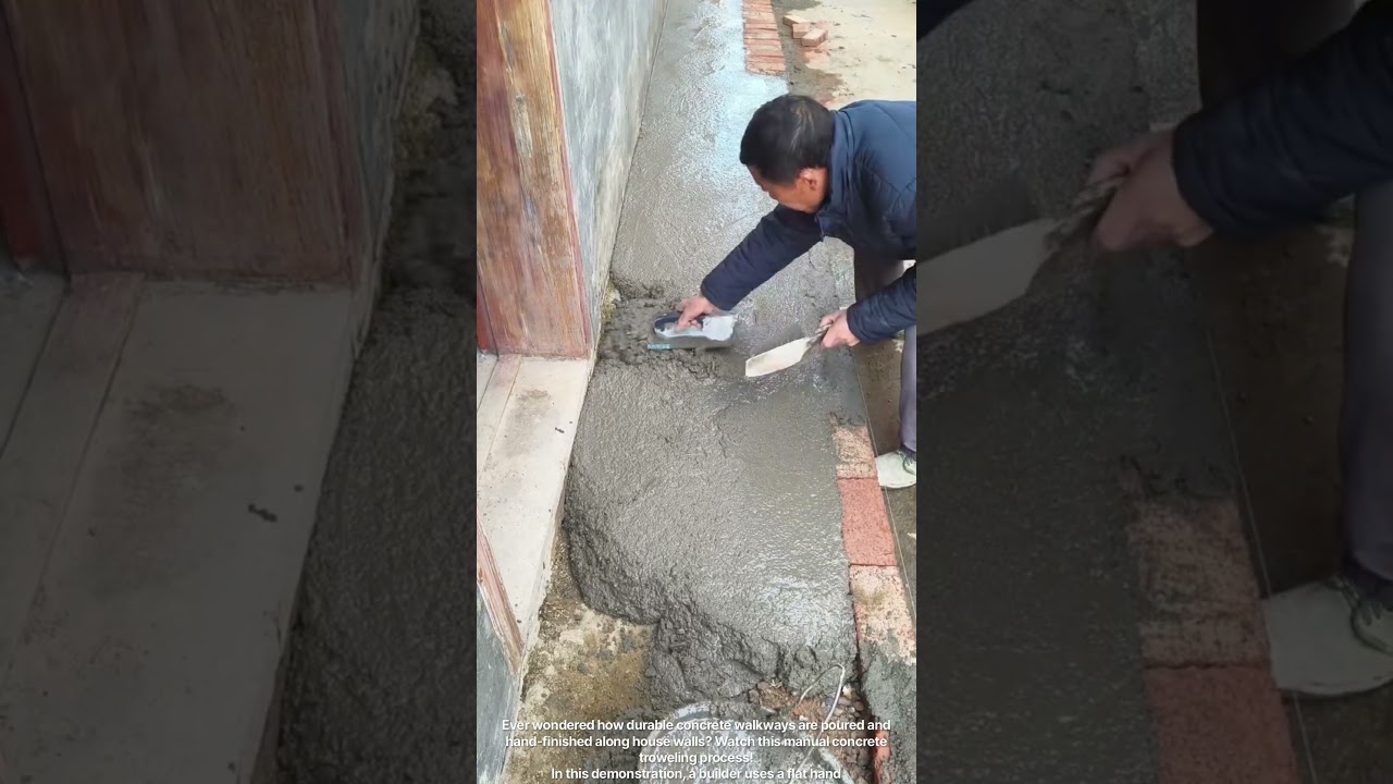 Satisfying Concrete Pathway Trowel Finishing Process 🏠✨ #shorts