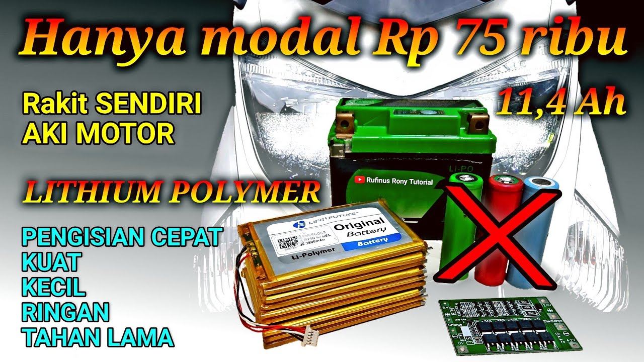 Cara membuat AKI MOTOR dari bekas baterai TABLET / TAB, tidak nyampai 100 rb, lithium polymer