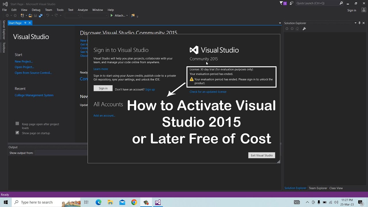 How to Activate Visual Studio 2015 Free of Cost