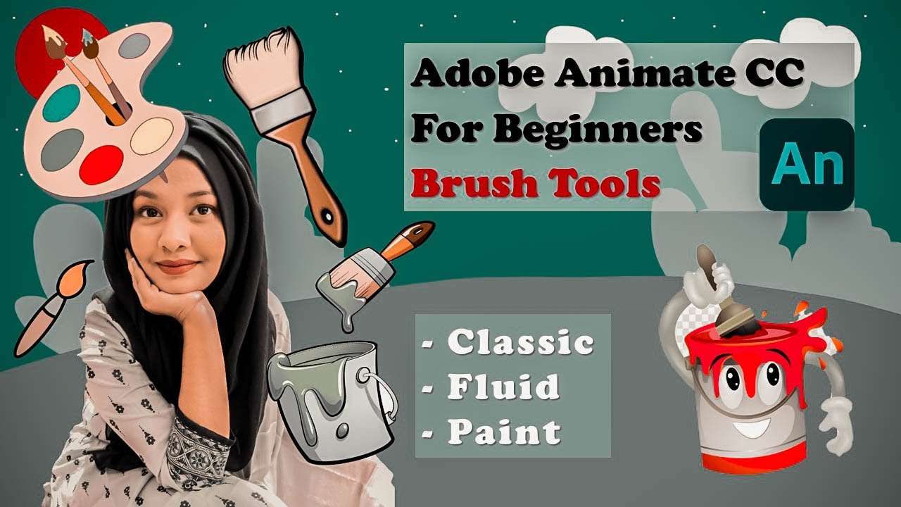 Adobe Animate Brush Tools | Animate CC Tutorial | For Beginners - Classic, Fluid & Paint Brushes