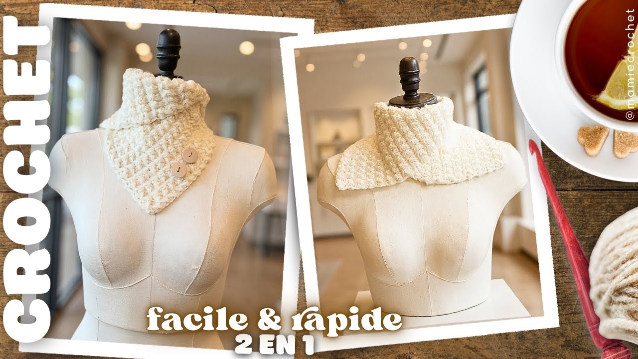 💖🎁 1 PELOTE, 1 CROCHET ET VOILÀ UN COL 2 EN 1 ORIGINAL 🎁💖 TUTO FACILE JUDY  @MamieCrochet
