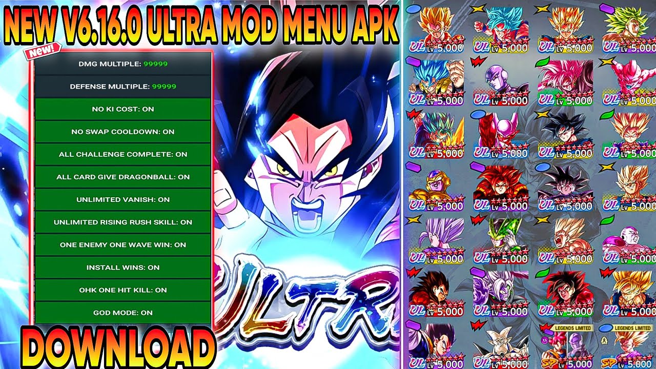 Dragon Ball Legends v6.16.0 ULTRA MOD MENU APK / Разблокировка 14 звездных персонажей / Взлом DB ...
