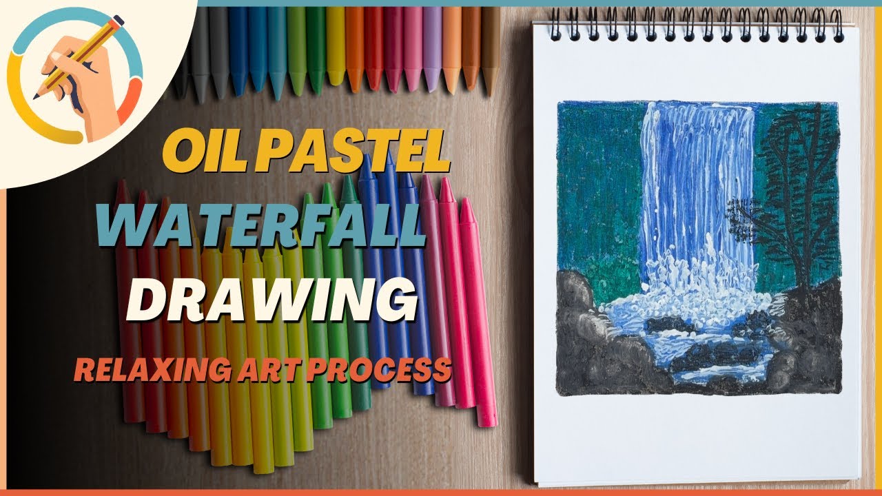 Oil Pastel Waterfall Scenery Drawing | Relaxing Art Process