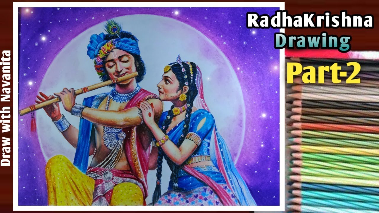 How to draw - Sumedh Mudgalkar and Mallika Singh as  RadhaKrishna -with colour pencil -Part -2