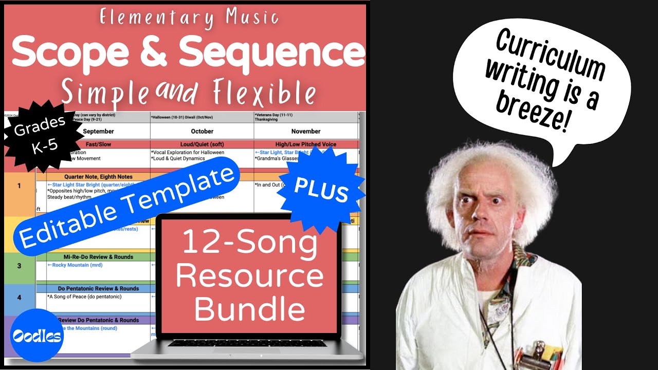 K-5 Elementary Music Scope & Sequence TEMPLATE, Plus 12-Song Bundle Lesson Plans Video Preview