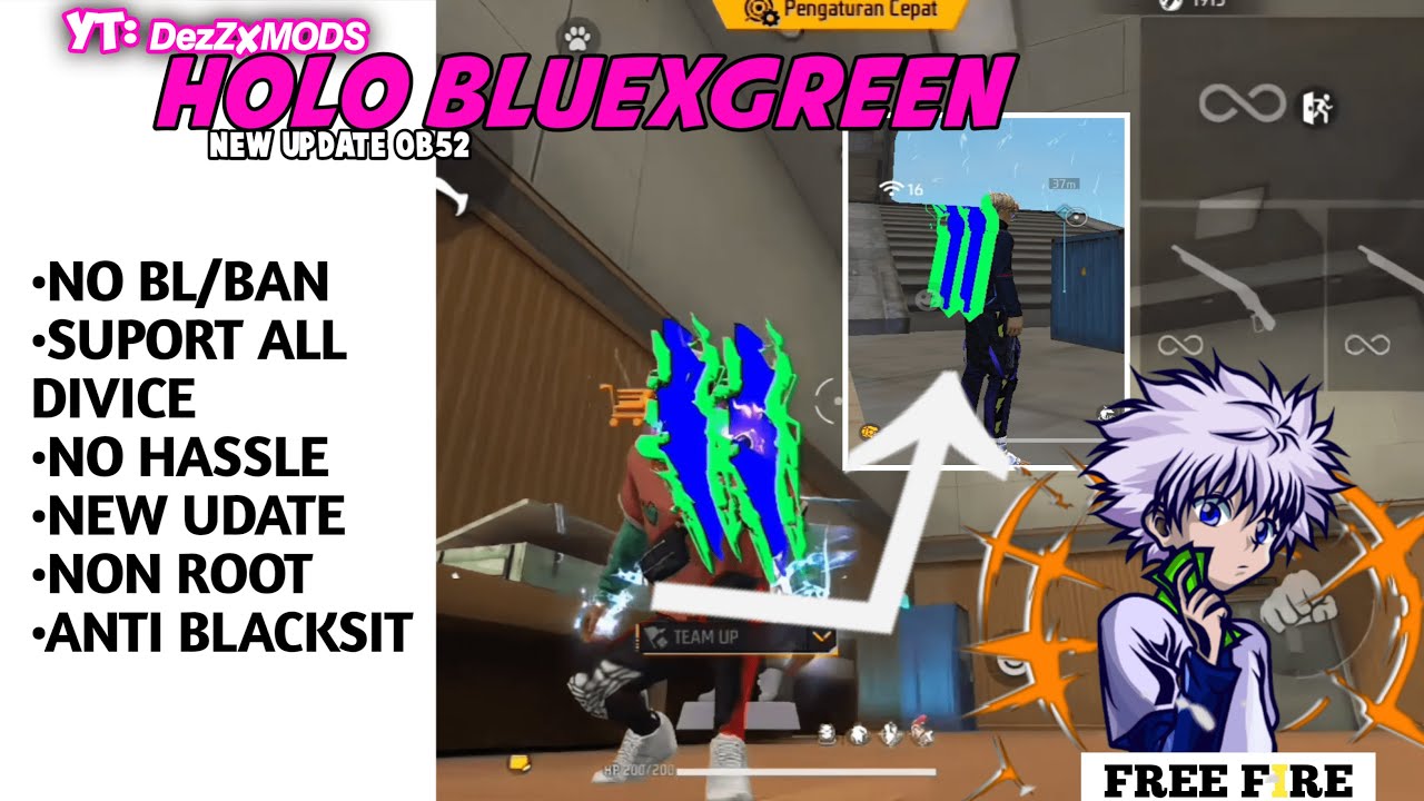 HOLOGRAM BLUExGREEN NEW OBB52 | @DezZXMods  #ff #garenafreefire #freefireindonesia #configff #fyp
