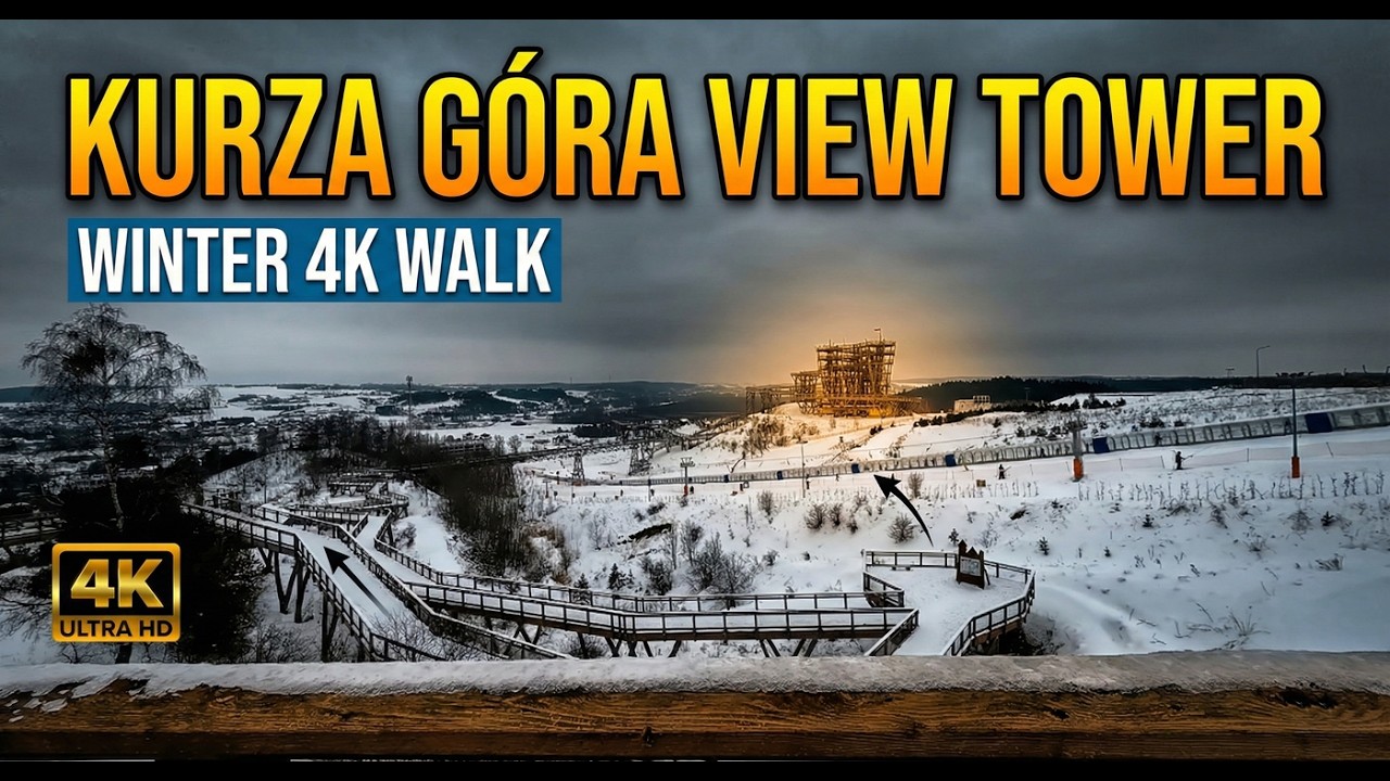Kurza Góra View Tower: Winter 4K Walk | Kurzętnik Ski Resort, Poland (Part 1)