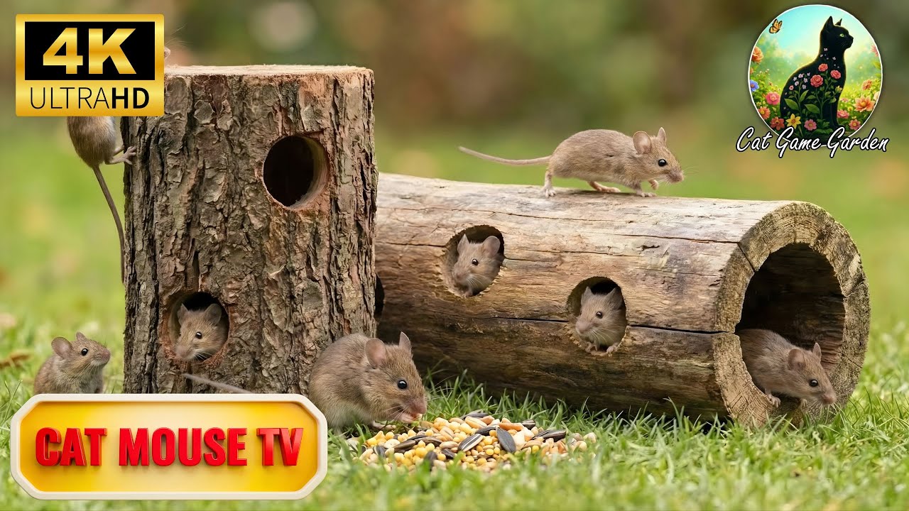 Cat TV Mouse Game 🐁 Mice Hiding In Natural Leaf Maze 4K | Cat Game Garden