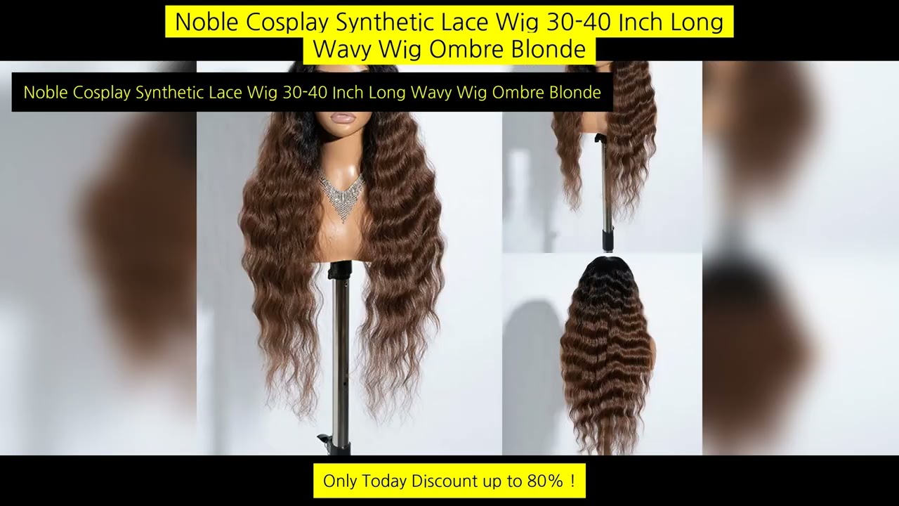 Noble Cosplay Synthetic Lace Wig 30-40 Inch Long Wavy Wig Ombre Blonde Wig