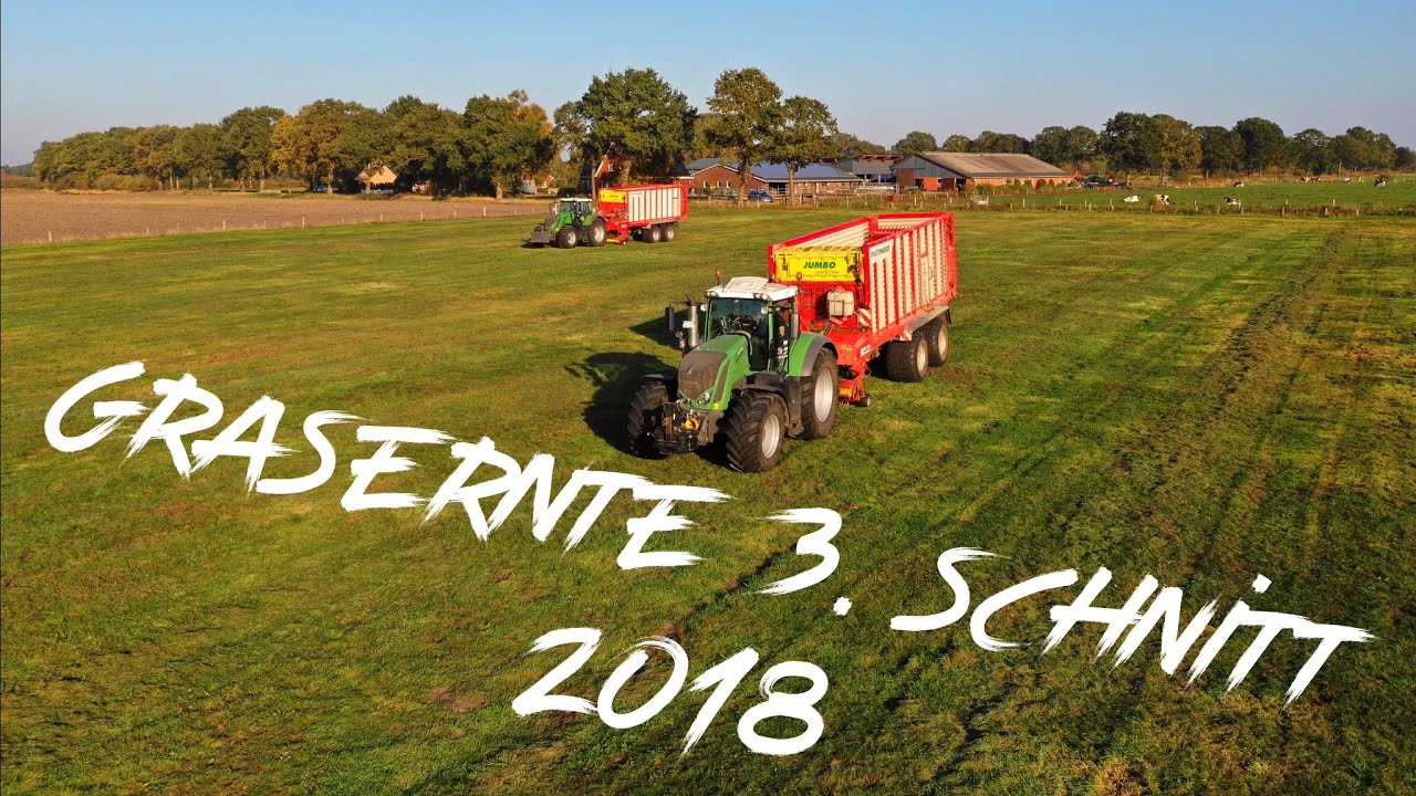 Grasernte 3. Schnitt 2018 in S-H | 2x Fendt Vario 828 | P&ouml;ttinger Jumbo Combiline | DJI | Drohne |