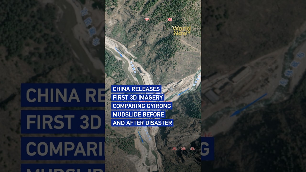 China releases first 3D imagery showing Gyirong mudslide before and after #worldnow