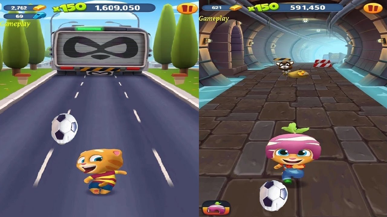 TALKING TOM GOLD RUN SOCCER WORLD TALKING Ginger VS  FARMER GINGER CATCH THE RACCOON VS Boss Fight
