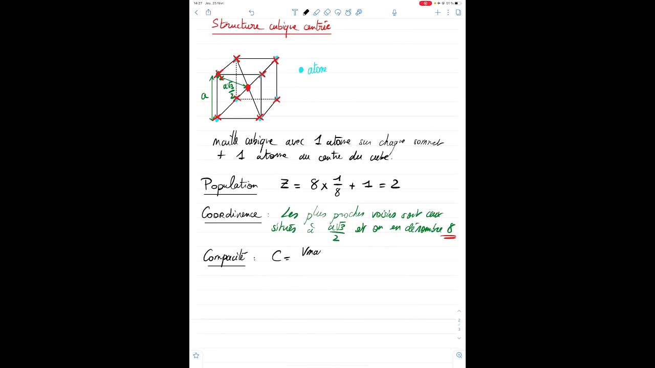 Vidéo de méthodologie de cristallographie : étude de la maille cubique centré.