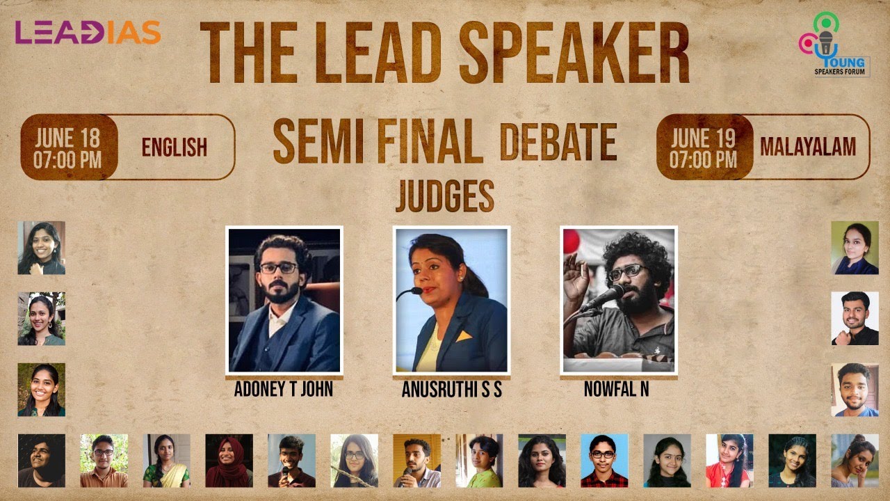 Who is the Lead Speaker of Kerala? Lead Speaker Semi Finals (English)