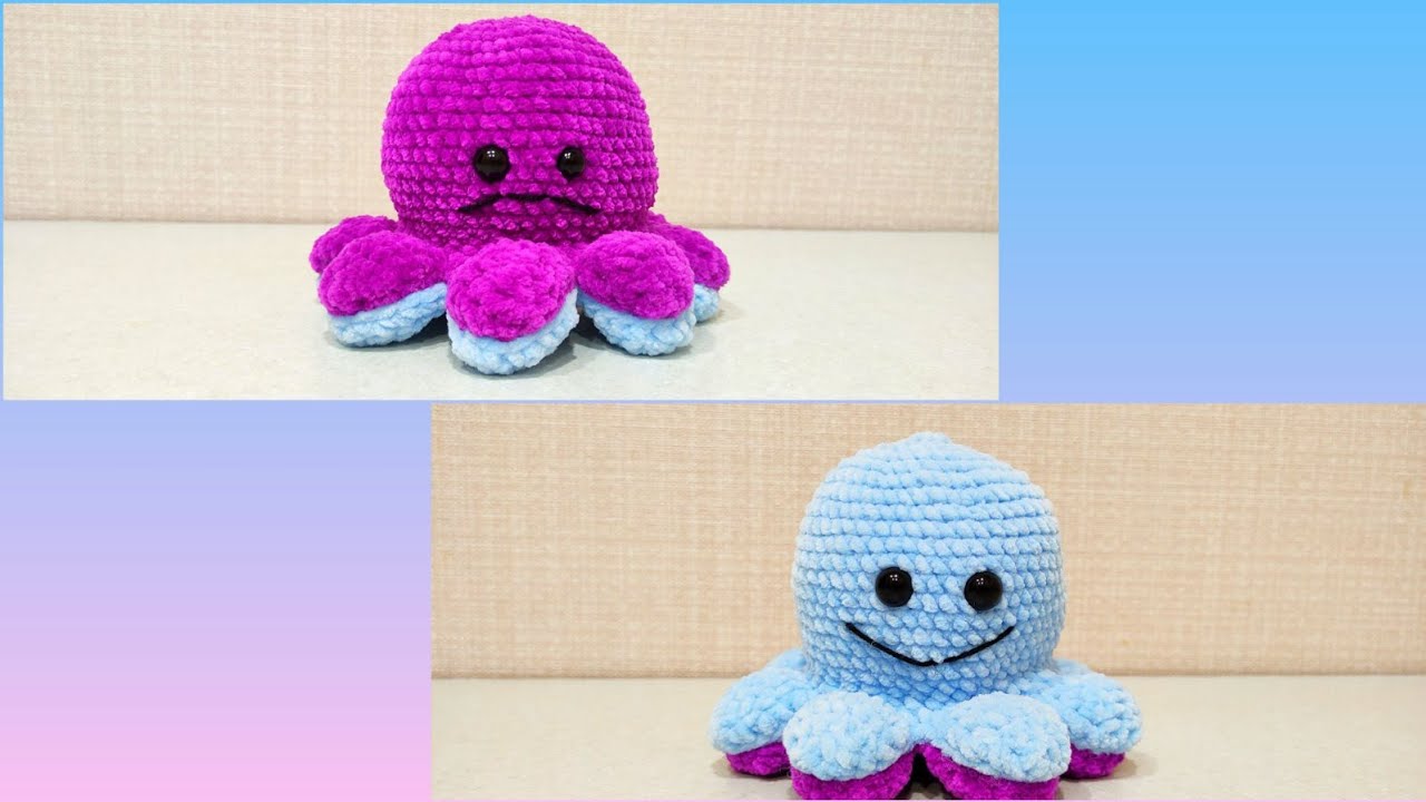 Игрушка амигуруми. Осьминожка-перевертыш крючком (Crochet octopus with English subtitles)