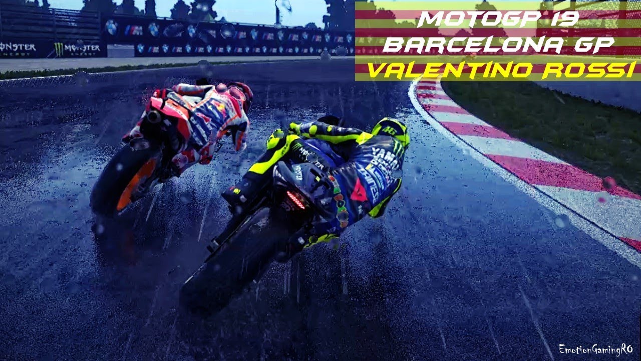 MotoGP 19 Gameplay - Catalunya (Barcelona) Grand Prix - Valentino ROSSI ( 90% AI, Rain)