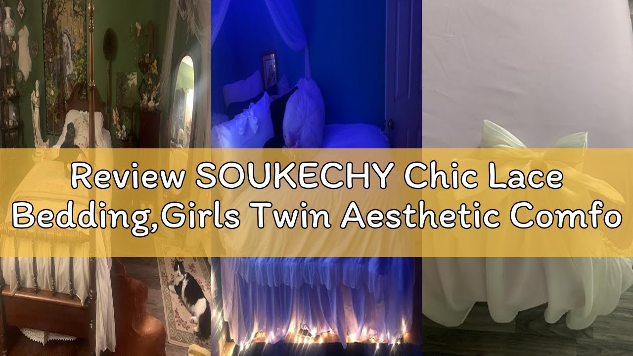 Review SOUKECHY Chic Lace Bedding,Girls Twin Aesthetic Comforter Cover Set,Romantic French Princess