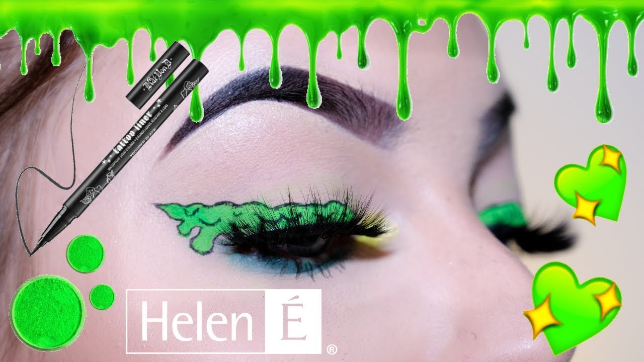 💚Neon Slime Eyeliner Tutorial 💚Dripping Neon Green Slime