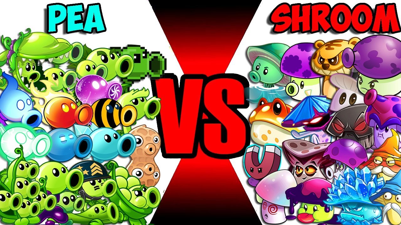 All Plants Team MUSHROOM vs PEA - Who Will Win? - Pvz 2 Team Plant vs Team Plant
