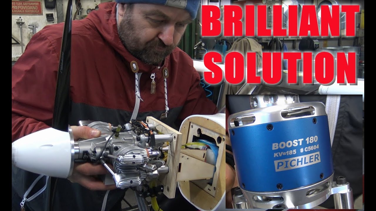 BRILLIANT Saito Petrol 60cc to Electro Pichler 10S power swapping SOLUTION on Hangar 9 Giant XCub
