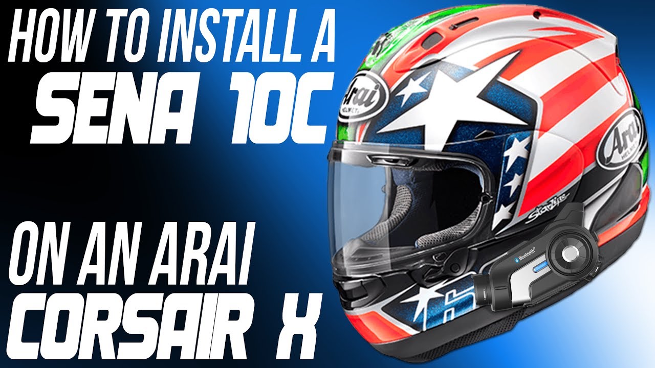Как установить коммуникатор Sena 10C на шлем Arai Corsair X от Sportbiketrackgear.com