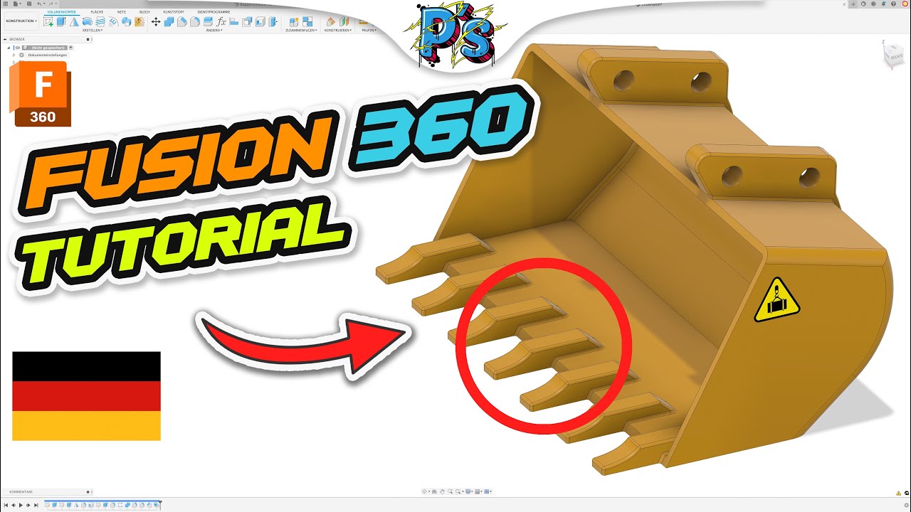 Fusion 360 TUTORIAL DEUTSCH [ANFÄNGER - Baggerschaufel]