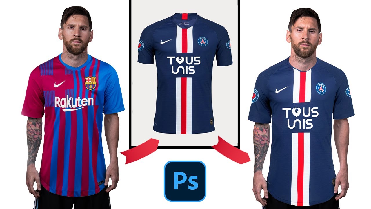 Photoshop Tutorial , Kit Swap ,  Jersey Swap , Lionel Messi With used files