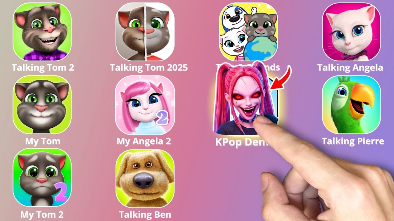 My Talking Tom 2,KPop Demon Hunters,Roblox,Talking Tom And Friends,My Talking Angela 2,Talking Tom