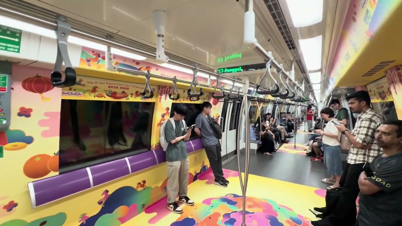 [CNY Themed Train] SBS Transit Alstom Metropolis C751A (7017/7018): Hougang to Punggol Coast. 