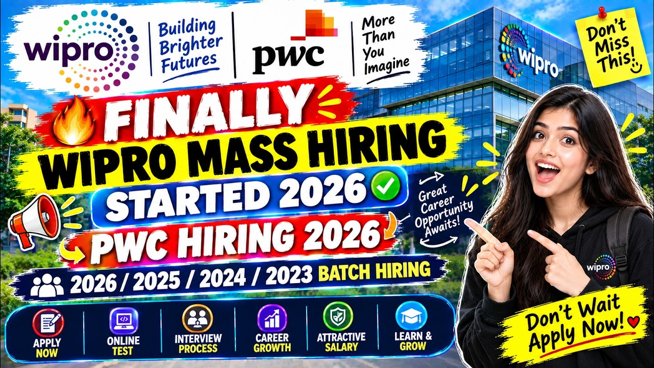 🔥Finally Wipro Mass Hiring Started 2026 | PWC Hiring 2026 | 2026/2025/2024/2023 Batch Hiring