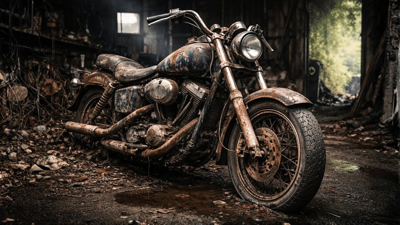 ASMR Motorcycle Restoration  Abandoned 1979 Matte Black Harley Davidson Shovelhead Full Rebuild to B