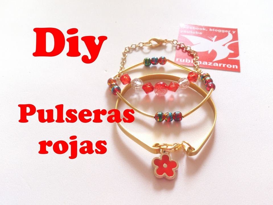 Diy. Pulseras rojas con alambre y abalorios