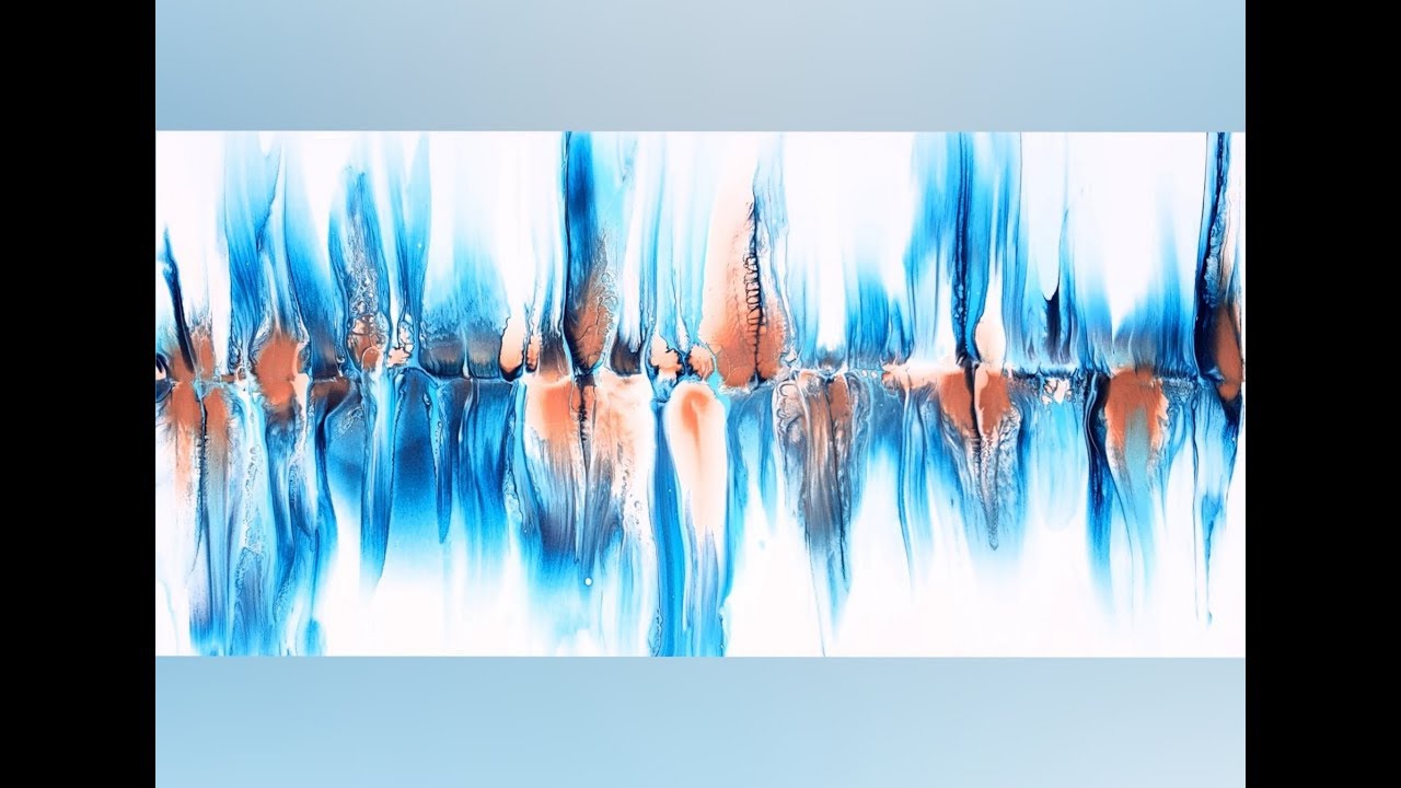 #548 Acrylic Swipe, Ghost Pour With Navy, Aqua And Rose Gold