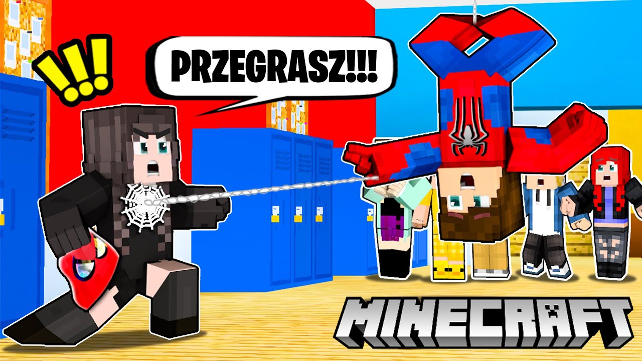 😱👊 WEDNESDAY POBIŁA się ze SPIDERMANEM w Minecraft! (pokonała SPIDERMANA!)