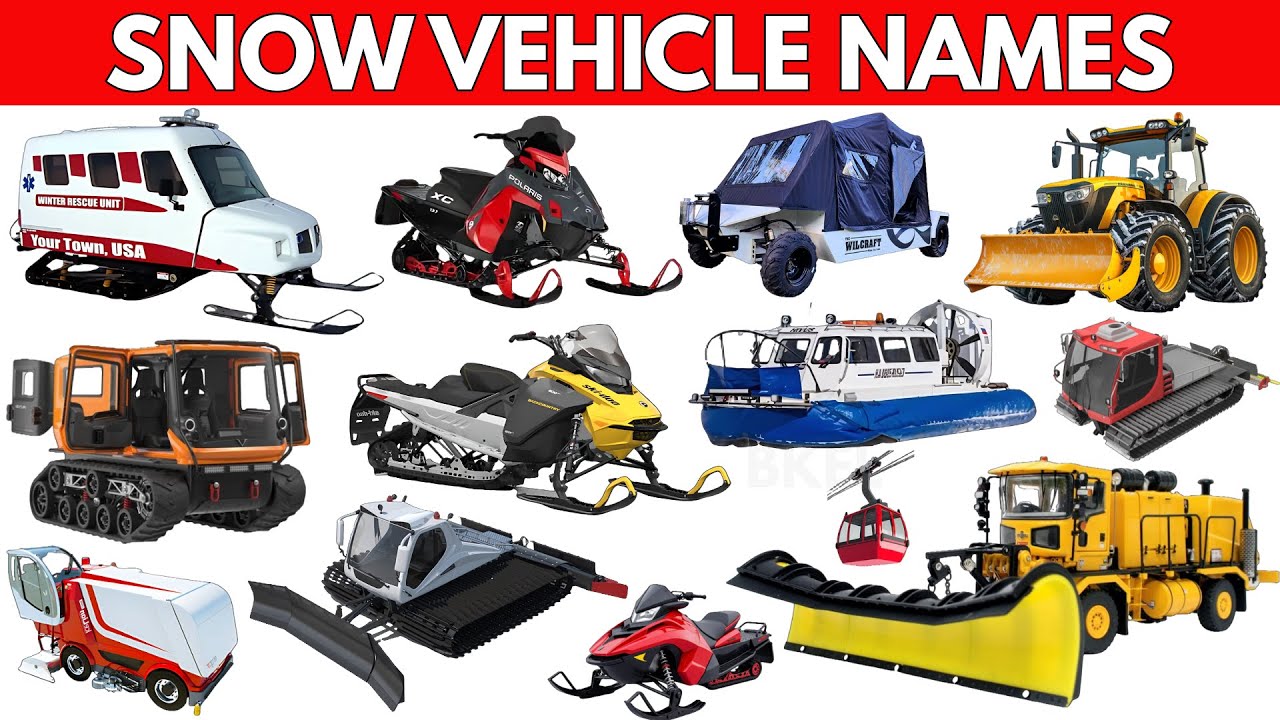 Vehicle Names | Learn Snow & Ice Vehicle Names in English with sounds | Vehicles Vocabulary