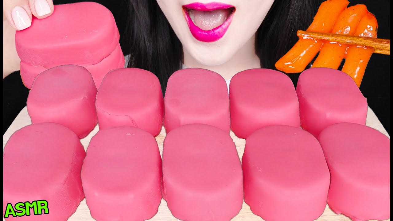 ASMR PINK CHOCOLATE ICE CREAM *TICO ICE CREAM SPICY RICE CAKES 티코 초콜릿 아이스크림, 떡볶이 먹방 EATING SOUNDS