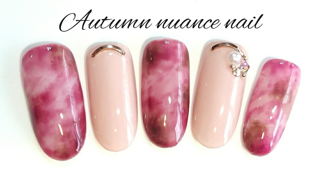 秋カラーでニュアンスネイル🍂ブラウン×ワインレッド