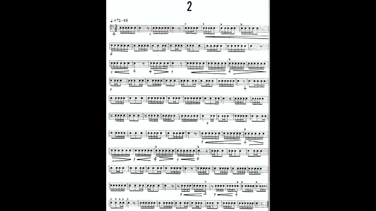 MITCHELL PETERS STUDY N&ordm; 2 from INTERMEDIATE SNARE DRUM STUDIES with piano accompaniment.