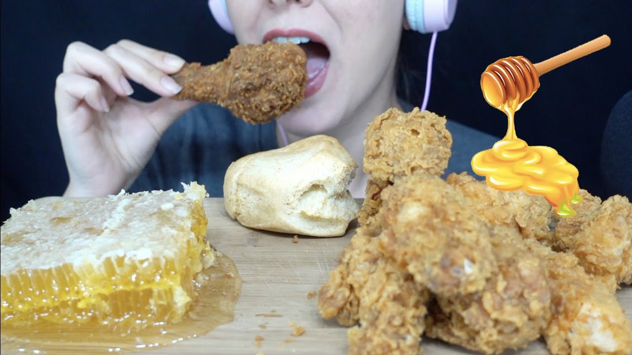 ASMR | KFC & HoneyComb | HOT WINGS, BISCUIT, GRAVY **Crunchy Sticky EATING SOUND