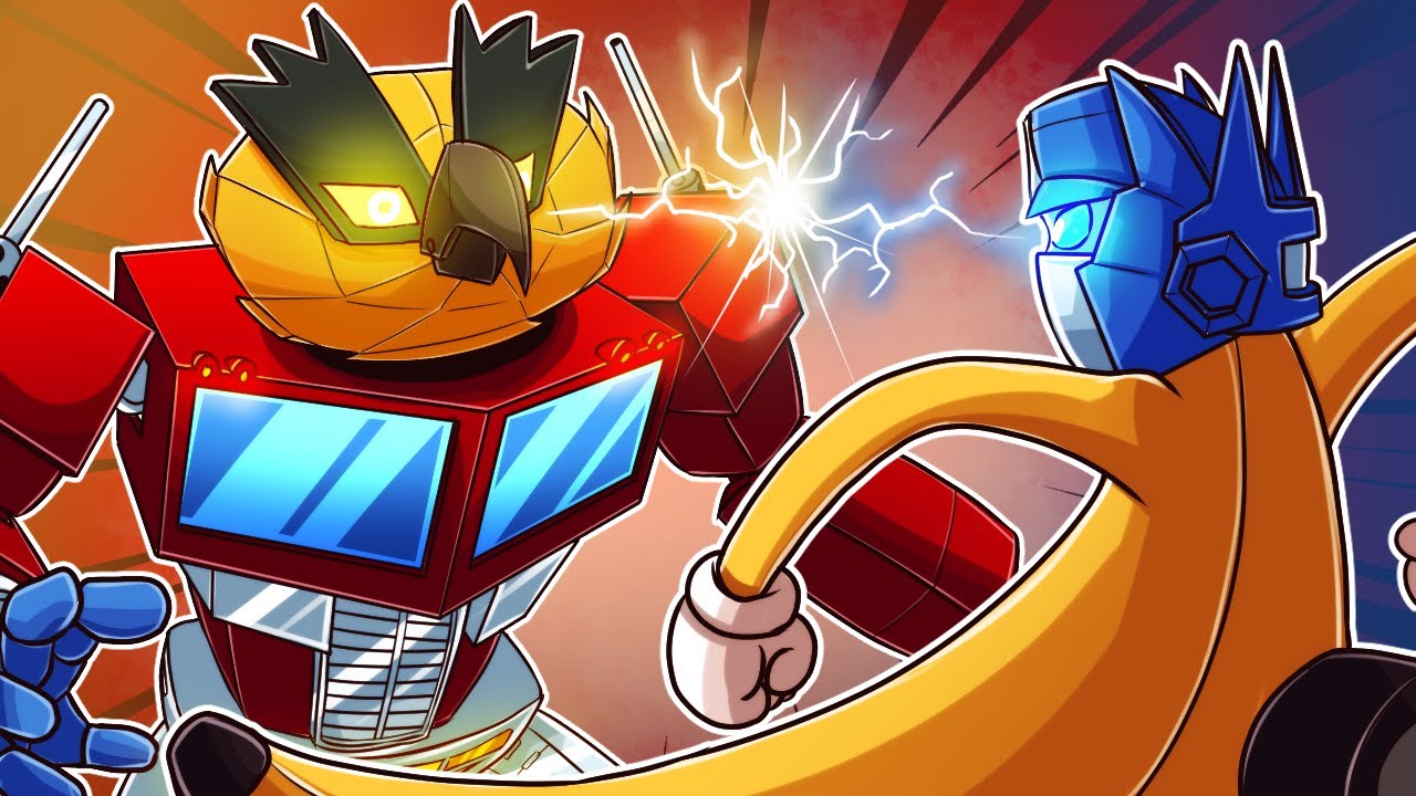 Van-Optimus VS Banana Bus-Prime The ULTIMATE CARTOON BATTLE!