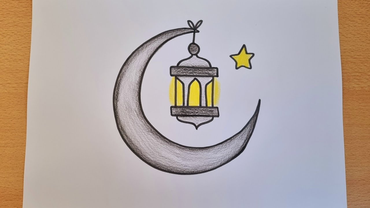 رسم رمضان/رسم هلال رمضان/رسم فانوس رمضان/رسم سهل/تعليم الرسم 