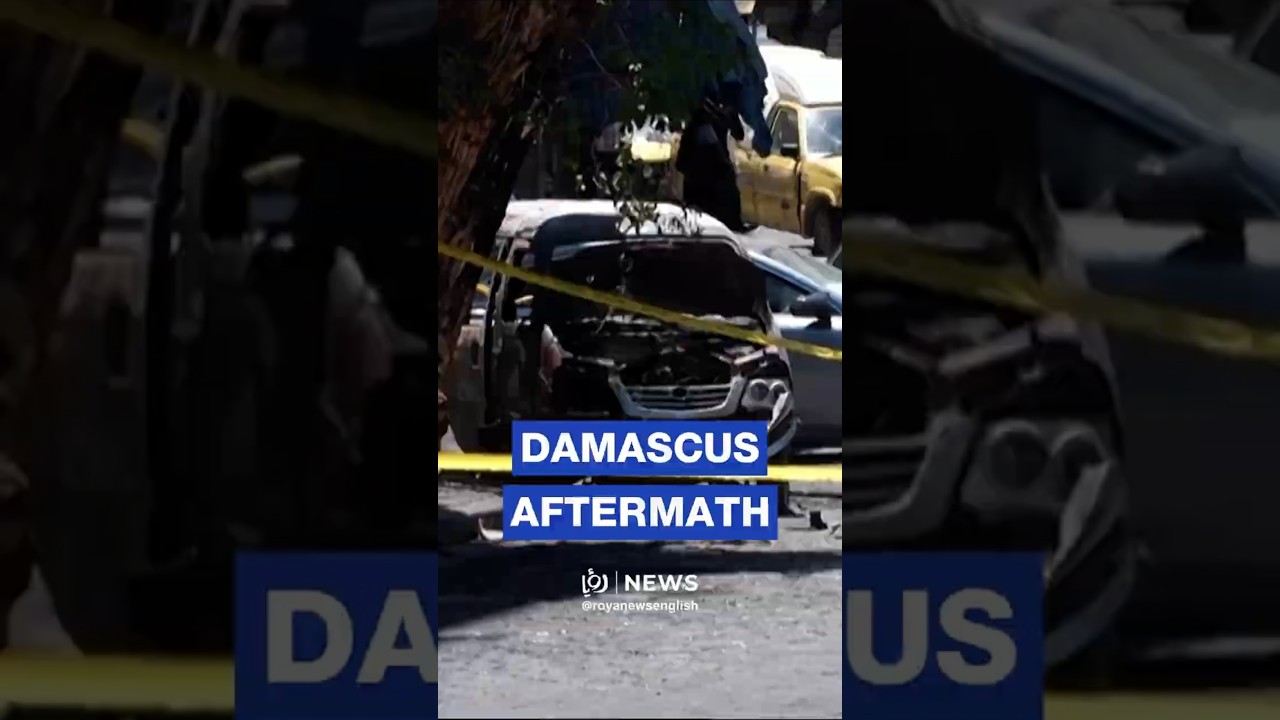 Scene of Damascus blasts during Macron visit