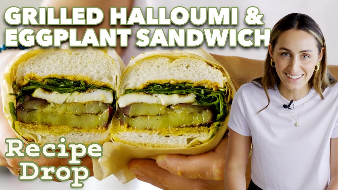 Packable Grilled Halloumi & Eggplant Sandwich with  Sun-Dried Tomato Pesto | Recipe Drop | Food52